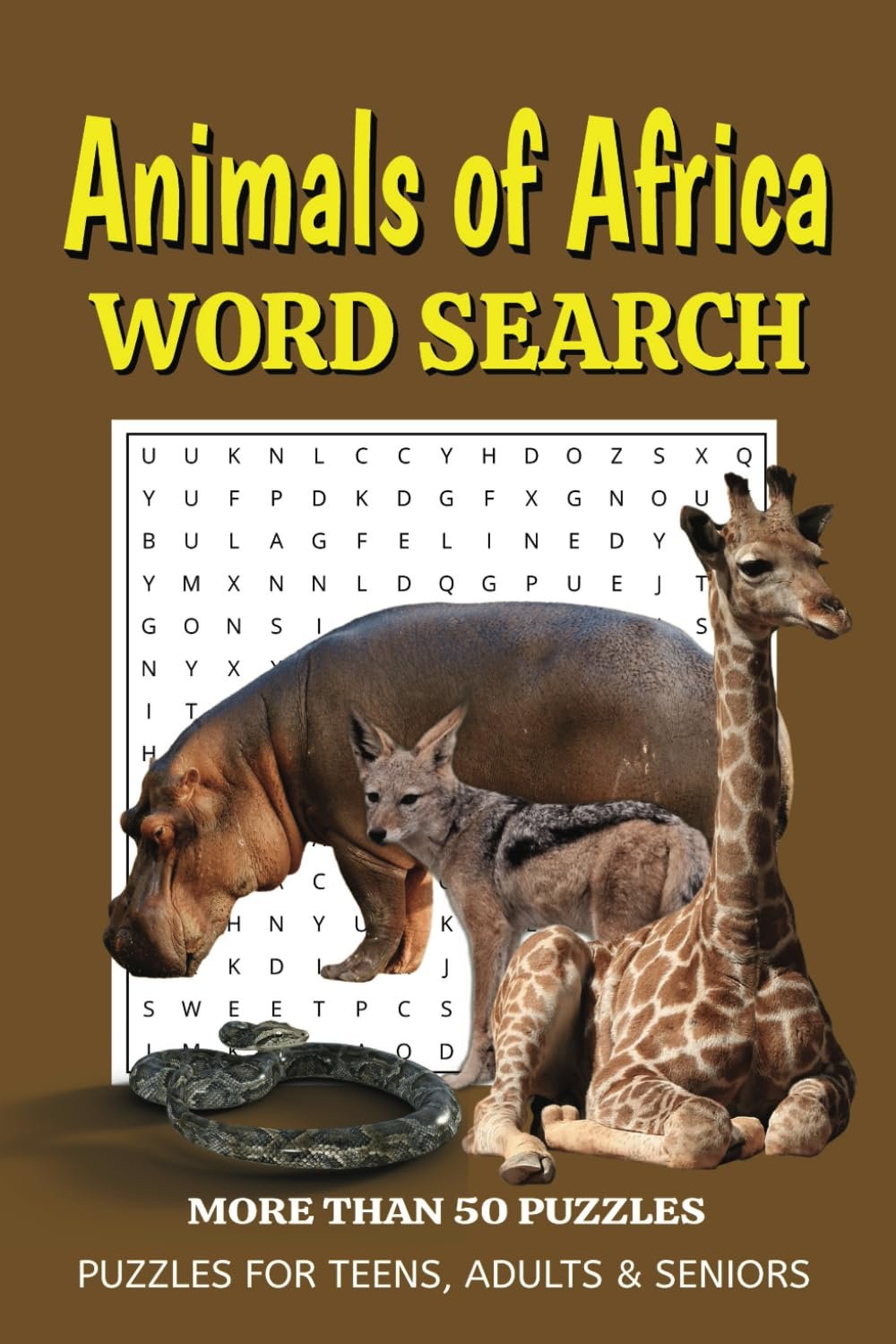 Animals of Africa Word Search Puzzle Book Cover Image