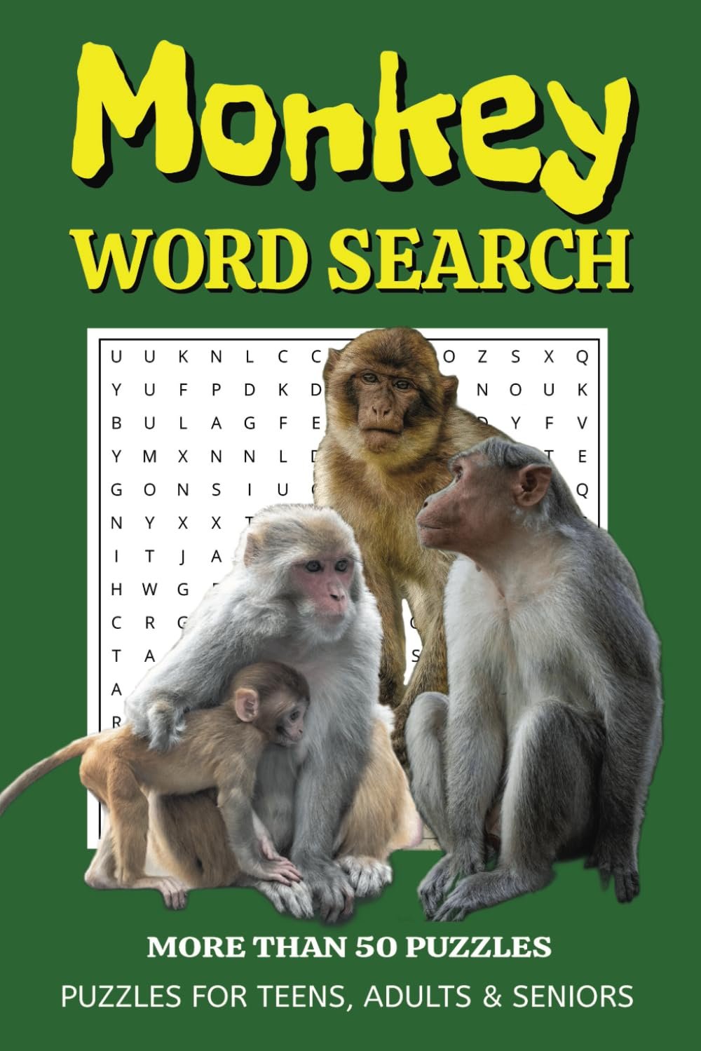 Monkey Word Search Puzzle Book Cover Image
